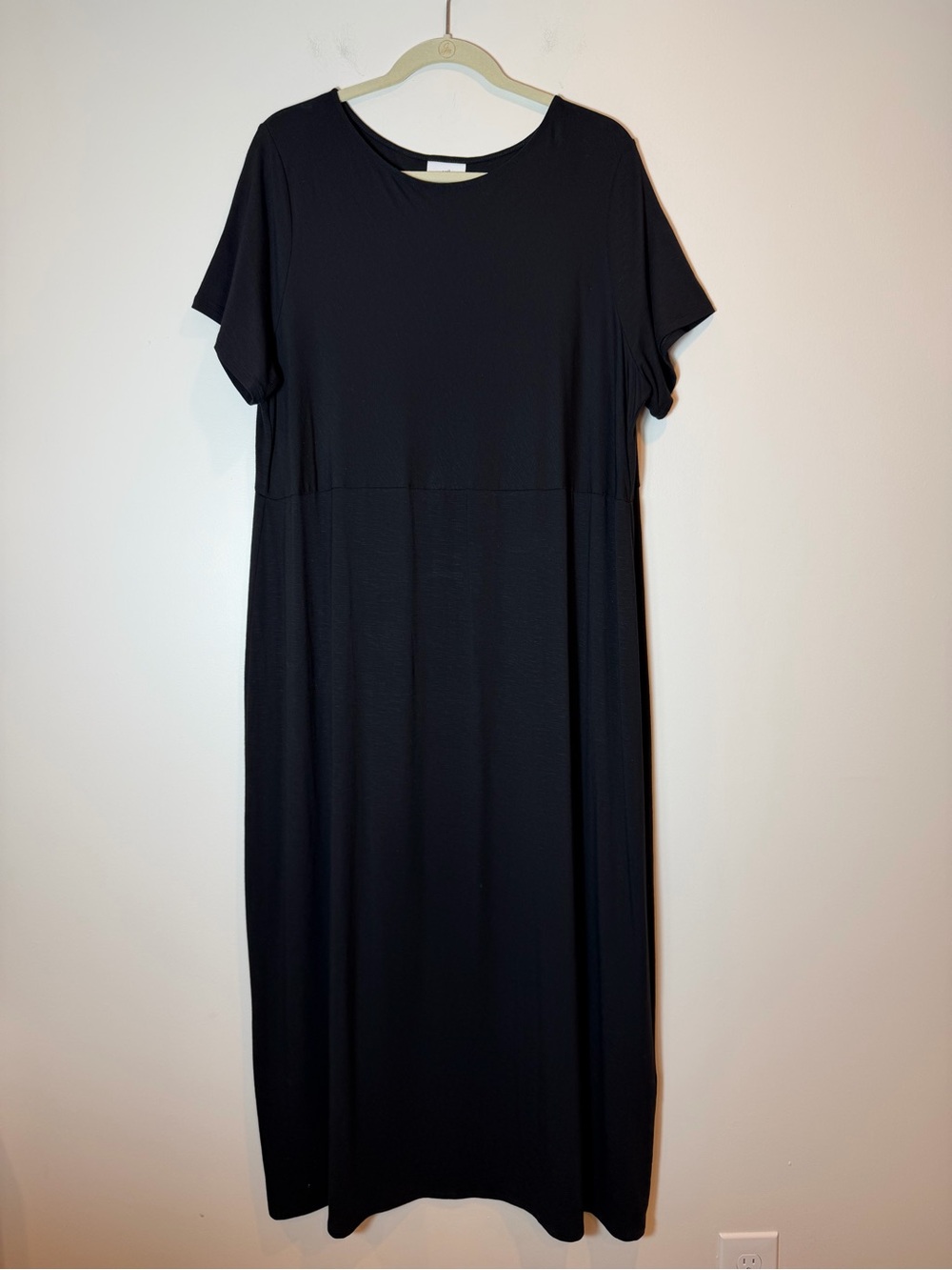 J. Jill Black Knit Short Sleeve Maxi Dress Plus Size 2X Rayon Spandex Casual